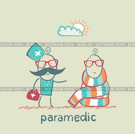 paramedic speaks with a patient. Стоковая иллюстрация, агентство Ingram Publishing / Фотобанк Лори