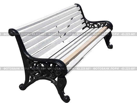 Park bench isolated on a white background. Стоковое фото, фотограф Фотограф / Фотобанк Лори