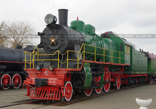 Паровоз Су250-30. Брестский музей железнодорожной техники. Белоруссия (2020 год). Редакционное фото, фотограф Алексей Иванов / Фотобанк Лори