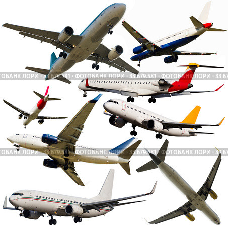 Passenger airplanes isolated on white. Стоковое фото, фотограф Яков Филимонов / Фотобанк Лори