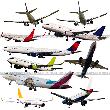 Passenger airplanes isolated on white. Стоковое фото, фотограф Яков Филимонов / Фотобанк Лори