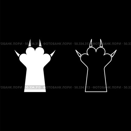 Paw with claw cat icon white color vector illustration flat style simple image set. Paw with claw cat icon white color vector illustration flat style image set. Стоковая иллюстрация, агентство Ingram Publishing / Фотобанк Лори