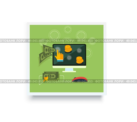 Pay per click internet advertising model when the ad is clicked poster banner on white. Modern flat design. Ppc, search engine marketing, online advertising, social media, click, sem. Стоковая иллюстрация, агентство Ingram Publishing / Фотобанк Лори