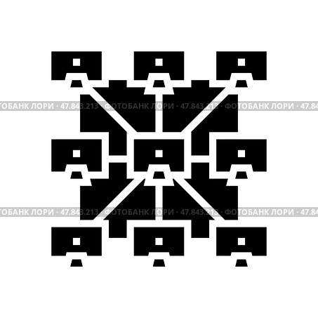 peer to peer p2p nodes decentralized application glyph icon vector illustration. Стоковая иллюстрация, иллюстратор Vectorwin / Фотобанк Лори