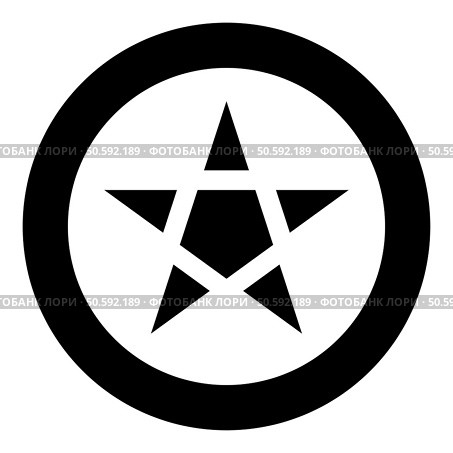 Pentagram Neo paganism sign five pointed star icon in circle round black color vector illustration image solid outline style simple. Pentagram Neo paganism sign five pointed star icon in circle round black color vector illustration image solid outline style. Стоковая иллюстрация, агентство Ingram Publishing / Фотобанк Лори