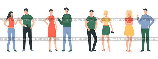 People talking. Vector illustration. Effective interaction through speaking promotes understanding and empathy among people In world filled with messages, it is important to listen and understand. People talking. Debates encourage people to express their viewpoints and engage in critical thinking. Стоковая иллюстрация, агентство Ingram Publishing / Фотобанк Лори