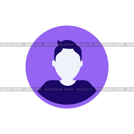 Person private userpic, web profile of business character in minimalist design in flat style. Male user round icon vector isolated. Man anonymous avatar. Person Private Userpic, Business Character Profile. Стоковая иллюстрация, агентство Ingram Publishing / Фотобанк Лори