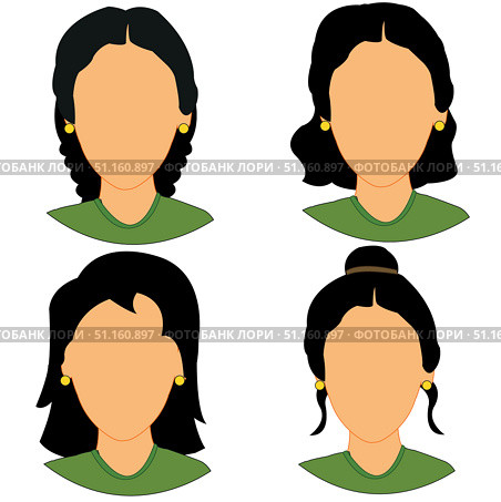 Persons girl and hairstyles on white background is insulated. Стоковая иллюстрация, иллюстратор Шипицин Евгений Витальевич / Фотобанк Лори