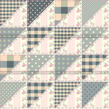 Пэтчворк в стиле Shabby chic. Бесшовный фон. Стоковая иллюстрация, иллюстратор Касьянова Татьяна / Фотобанк Лори