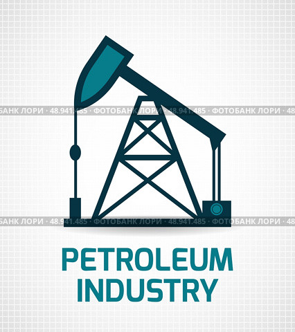 Petroleum industry crude oil extraction and removing pumpjack installation symbol pictogram poster print abstract vector illustration. Стоковая иллюстрация, агентство Ingram Publishing / Фотобанк Лори