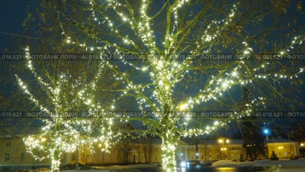 Petrozavodsk, Karelia, Russia, January 14, 2025: Karl Marx Avenue, center. Winter garlands and Christmas decorations, festive decor. Cozy spaces and magical atmosphere during the holiday season. Редакционное видео, видеограф Юлия Петровская / Фотобанк Лори