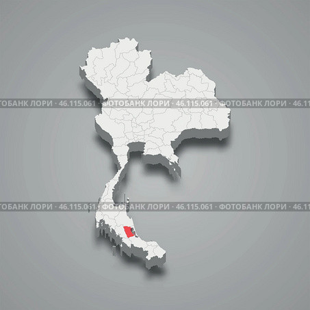 Phatthalung province location Thailand 3d map. Стоковая иллюстрация, иллюстратор Максим Гребешков / Фотобанк Лори