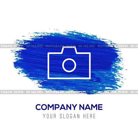 Photo camera icon - Blue watercolor background. Стоковая иллюстрация, агентство Ingram Publishing / Фотобанк Лори