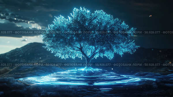 photosynthesis expanding tree ai generated. Стоковое AI-изображение, AI-художник Vectorwin / Фотобанк Лори