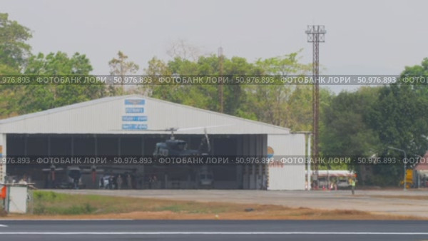 Phuket airfield, hangar, helicopter. Редакционное видео, видеограф Игорь Жоров / Фотобанк Лори