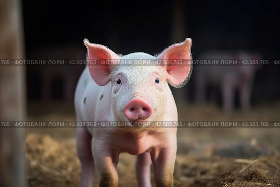 Pink baby swine. Generate AI. Стоковое AI-изображение, AI-художник Иван Рябоконь / Фотобанк Лори