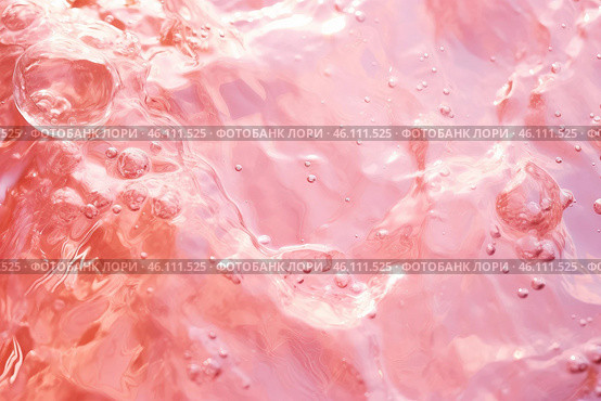 Pink liquid surface with bubbling texture. Стоковое AI-изображение, AI-художник Иван Рябоконь / Фотобанк Лори