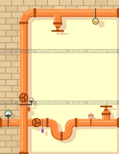Pipeline construction background with wall. Стоковая иллюстрация, иллюстратор Александр Галата / Фотобанк Лори
