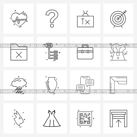 Pixel Perfect Set of 16 Vector Line Icons such as secure, document, watch, sign, objective Vector Illustration. Стоковая иллюстрация, агентство Ingram Publishing / Фотобанк Лори