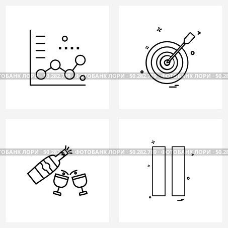 Pixel Perfect Set of 4 Vector Line Icons such as business, glass, dart, arrow, user interface Vector Illustration. Стоковая иллюстрация, агентство Ingram Publishing / Фотобанк Лори