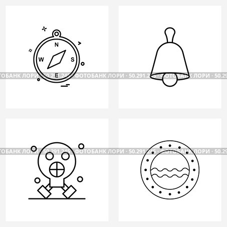 Pixel Perfect Set of 4 Vector Line Icons such as campus, gas, direction, bell, emergencies Vector Illustration. Стоковая иллюстрация, агентство Ingram Publishing / Фотобанк Лори