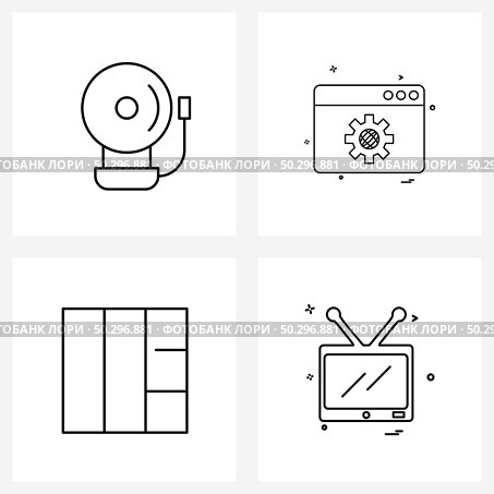 Pixel Perfect Set of 4 Vector Line Icons such as alarm, grid, web, setting, stacked Vector Illustration. Стоковая иллюстрация, агентство Ingram Publishing / Фотобанк Лори