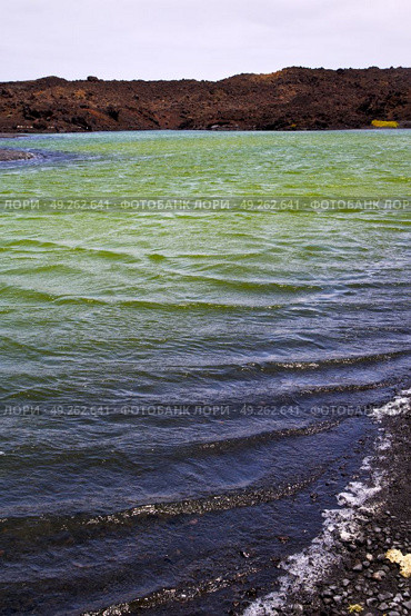plant stone  atlantic ocean sky  water lanzarote in el golfo  spain musk pond rock  coastline and summer . Стоковое фото, агентство Ingram Publishing / Фотобанк Лори