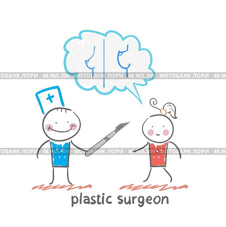 plastic surgeon says with a patient about breast augmentation. Стоковая иллюстрация, агентство Ingram Publishing / Фотобанк Лори