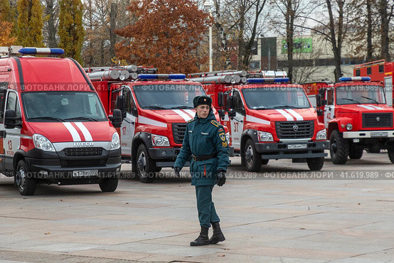 Показательного смотра пожарной техники МЧС на территории выставочного комлекса ВДНХ в городе Москве, Россия (2023 год). Редакционное фото, фотограф Николай Винокуров / Фотобанк Лори