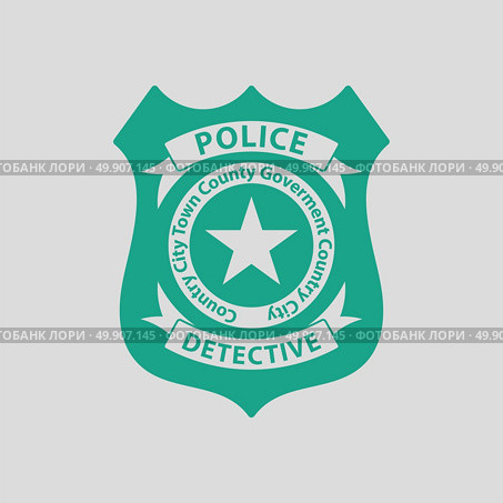 Police badge icon. Gray background with green. Vector illustration. Стоковая иллюстрация, агентство Ingram Publishing / Фотобанк Лори
