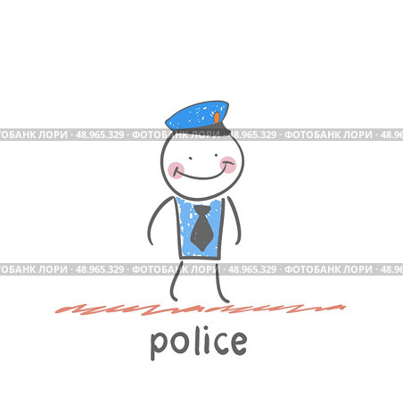 police. Fun cartoon style illustration. The situation of life. Стоковая иллюстрация, агентство Ingram Publishing / Фотобанк Лори