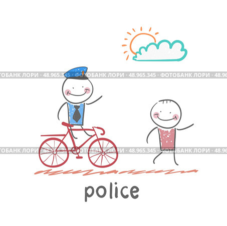 police. Fun cartoon style illustration. The situation of life. Стоковая иллюстрация, агентство Ingram Publishing / Фотобанк Лори