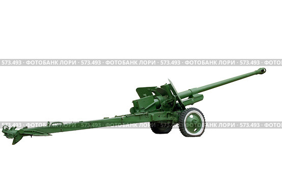 Полковая пушка БС-3 на белом фоне (2008 год). Редакционное фото, фотограф Вадим Орлов / Фотобанк Лори