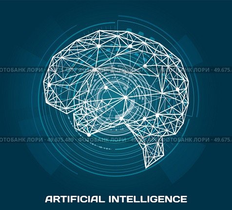 Polygonal human brain made of lines and dots. Medical research of internal organs, innovative technology in medicine concept. Organ of human central nervous system. Brain modern 3D volumetric image. Polygonal human brain, organ of central nervous system. Innovative technology in medicine concept. Стоковая иллюстрация, агентство Ingram Publishing / Фотобанк Лори