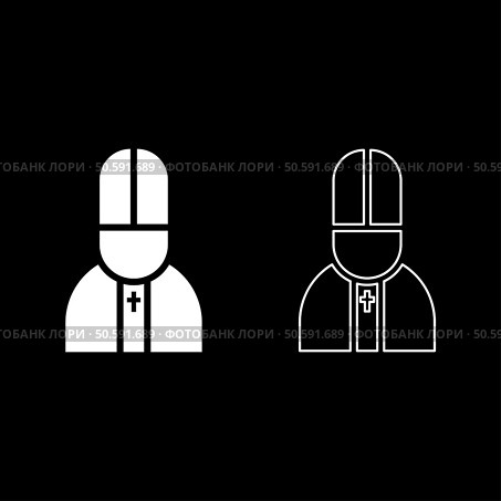Pope catolic Man Church bishop set icon white color vector illustration image simple solid fill outline contour line thin flat style. Pope catolic Man Church bishop set icon white color vector illustration image solid fill outline contour line thin flat style. Стоковая иллюстрация, агентство Ingram Publishing / Фотобанк Лори