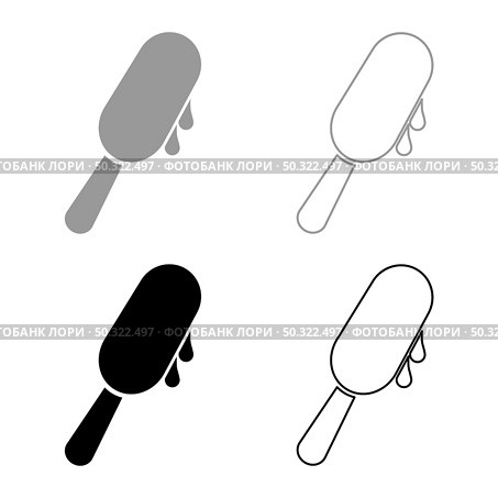 Popsicle Ice lolly Ice cream on stick set icon grey black color vector illustration flat style simple image. Popsicle Ice lolly Ice cream on stick set icon grey black color vector illustration flat style image. Стоковая иллюстрация, агентство Ingram Publishing / Фотобанк Лори