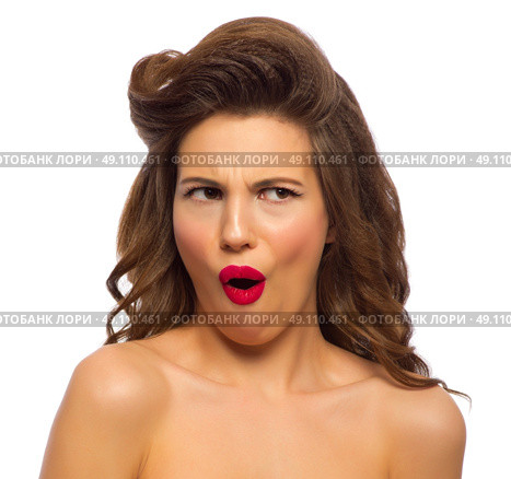 Portrait of pinup girl isolated. Стоковое фото, агентство Ingram Publishing / Фотобанк Лори