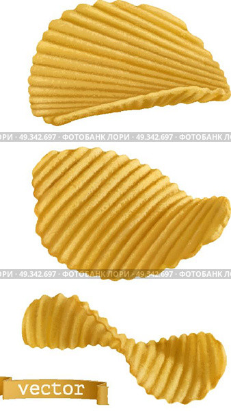 Potato chips. 3d realistic vector icon set. Стоковая иллюстрация, агентство Ingram Publishing / Фотобанк Лори
