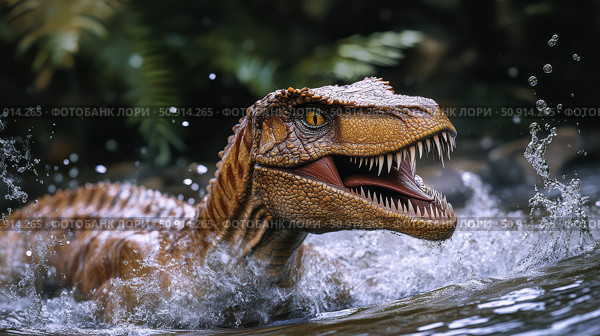 prehistoric dinosaur water ai generated. Стоковое AI-изображение, AI-художник Vectorwin / Фотобанк Лори