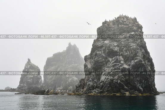 Приморский край. Кекуры "Пять пальцев" в проливе Аскольд. Стоковое фото, фотограф Юрий Смитюк / ТАСС / Фотобанк Лори