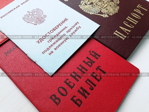 Приписное удостоверение призывника, военный билет и паспорт РФ. Стоковое фото, фотограф Ольга Дерябина / Фотобанк Лори