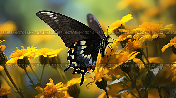 proboscis black swallowtail butterfly ai generated. Стоковое AI-изображение, AI-художник Vectorwin / Фотобанк Лори