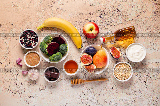 Products for healthy bowel. Natural food for gut. Стоковое фото, фотограф Татьяна  Бральнина / Фотобанк Лори