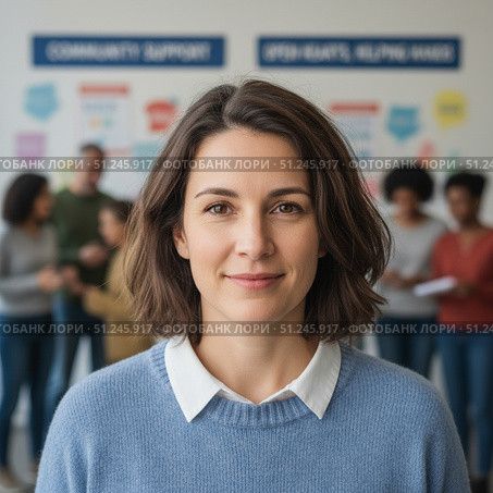 Profession social worker - portrait young woman in office. Generated by AI. Стоковое AI-изображение, AI-художник Андрей Аркуша / Фотобанк Лори