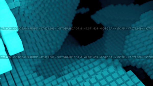 Projection of squares with spatial depth on black background. Стоковая иллюстрация, иллюстратор David Kashakhi / Фотобанк Лори