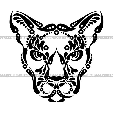 Puma tattoo, symbol decoration illustration. Стоковая иллюстрация, агентство Ingram Publishing / Фотобанк Лори