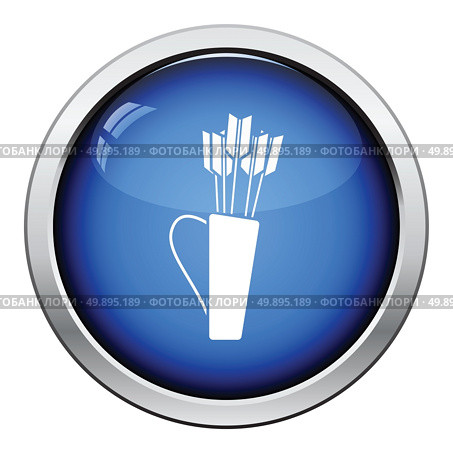 Quiver with arrows icon. Glossy button design. Vector illustration. Стоковая иллюстрация, агентство Ingram Publishing / Фотобанк Лори