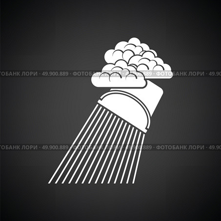 Rainfall like from bucket icon. Black background with white. Vector illustration. Стоковая иллюстрация, агентство Ingram Publishing / Фотобанк Лори