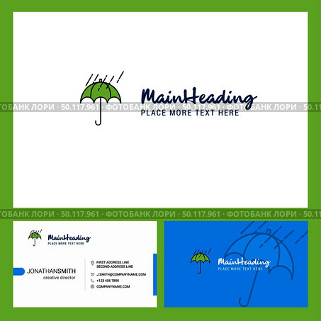 Raining and Umbrella Logo design with Tagline & Front and Back Busienss Card Template. Vector Creative Design. Стоковая иллюстрация, агентство Ingram Publishing / Фотобанк Лори