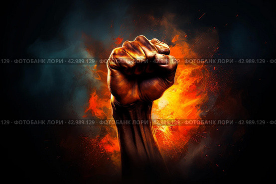 Raised fist blurry. Generate AI. Стоковое AI-изображение, AI-художник Иван Рябоконь / Фотобанк Лори